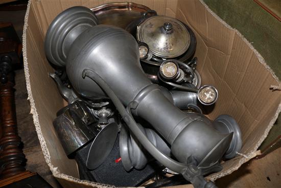 Box of metalware including silver